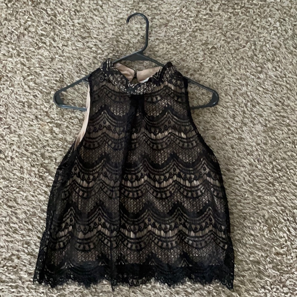 (S) Black lace High Neck blouse, Haute Monde